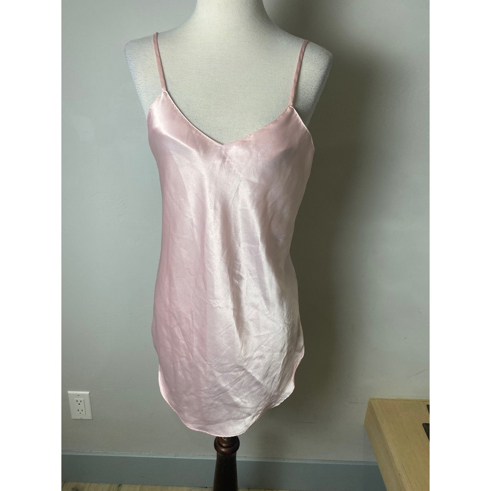 LA Intimates Vintage Pink Satin Chemise Slip Dress Sleepwear Nightie Small